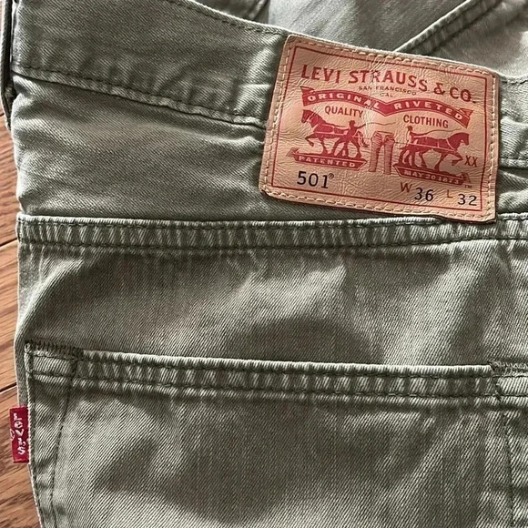 [W36L32]Levi’s 501  Dusty Green Straight Jeans - Picture 6 of 10